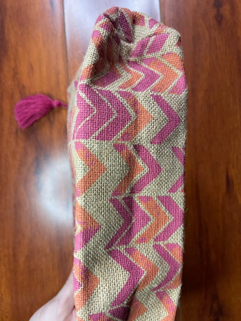 Neiman Marcus Fashioned for Change Chevron Jute Cosmetic Bag | NWOT